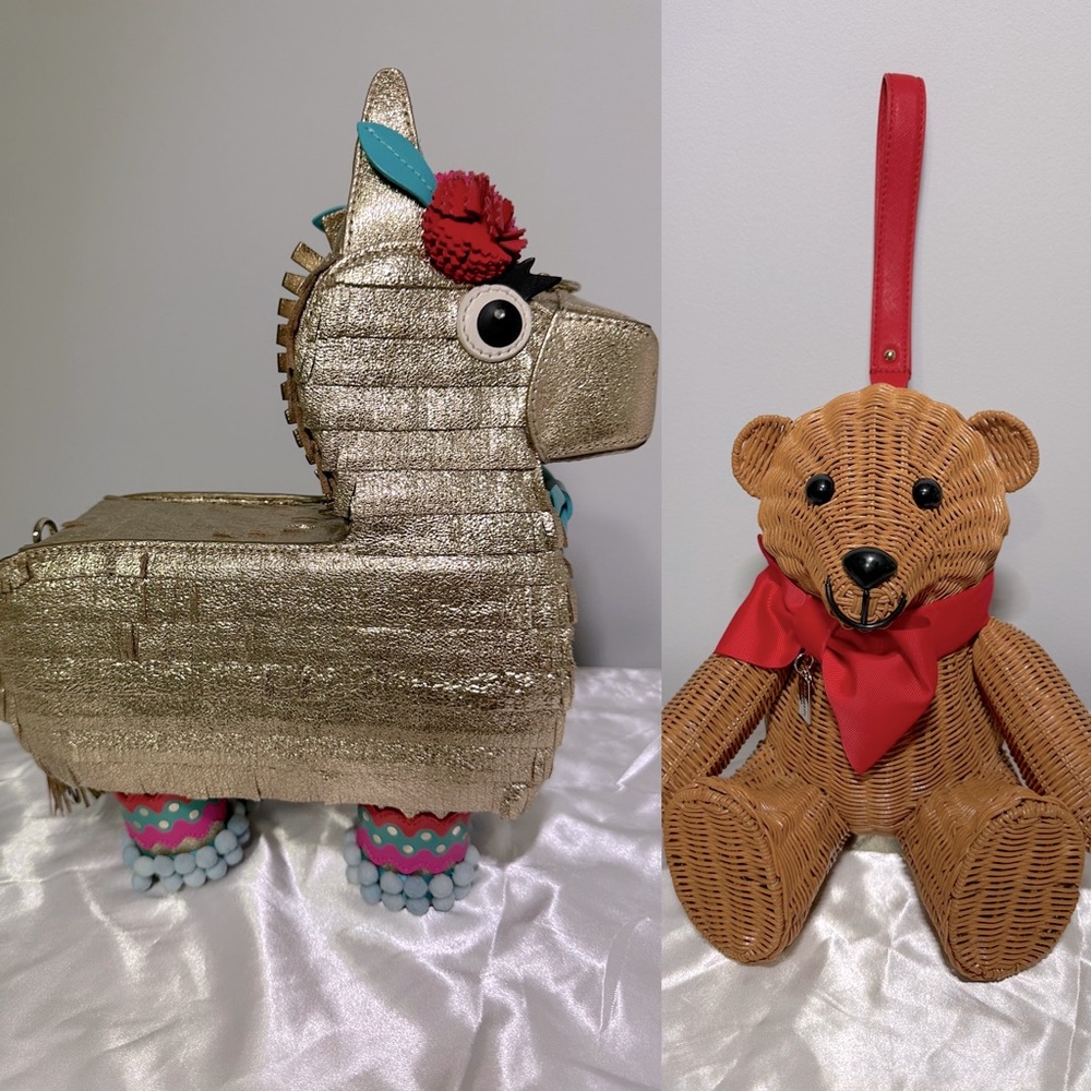 Bundle - Kate Spade Novelties - Wicker Teddy bear & Penny the Piñata